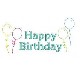 Stickdatei - Happy Birthday Luftballons Doodle